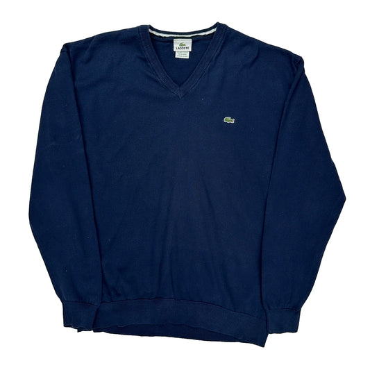 Lacoste V-Neck Jumper - 2XL Navy Cotton