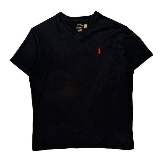 Polo By Ralph Lauren V-Neck T-Shirt - Large Black Cotton