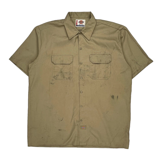 Dickies Short Sleeve Shirt - XL Khaki Polyester Blend