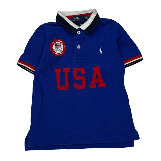 Age 3 USA Olympics Polo By Ralph Lauren Graphic Polo Shirt - Small Red Cotton
