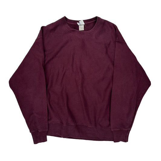 Reverse Weave Champion Long Sleeve T-Shirt - 2XL Burgundy Cotton Blend