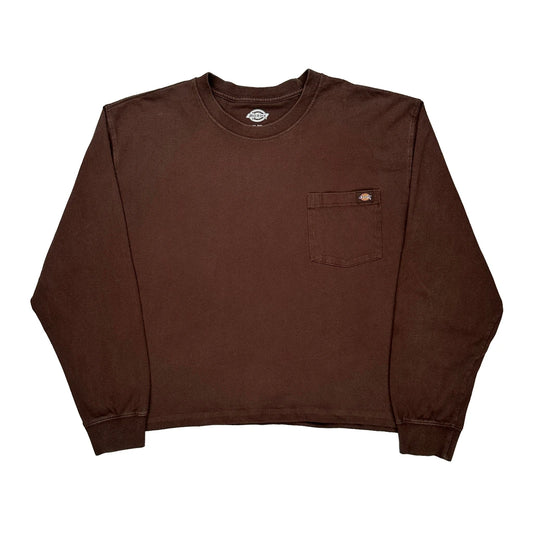 Dickies Long Sleeve T-Shirt - XL Brown Cotton