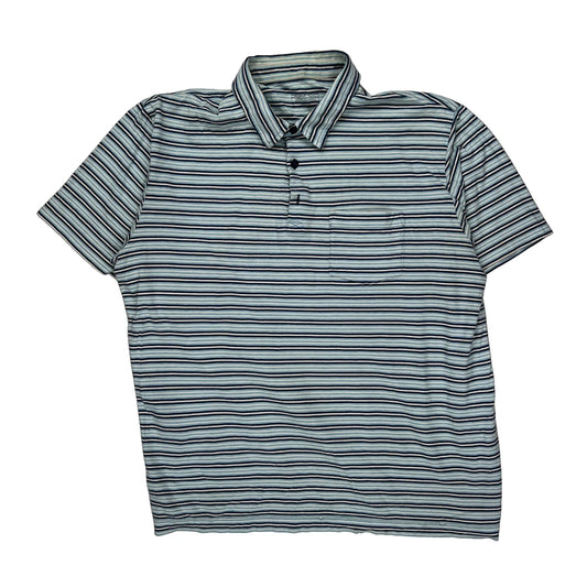 Patagonia Striped Polo Shirt - Large Blue Cotton
