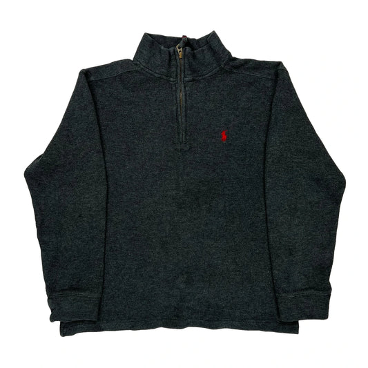 Age 9-11 Polo By Ralph Lauren 1/4 Zip - Medium Grey Cotton