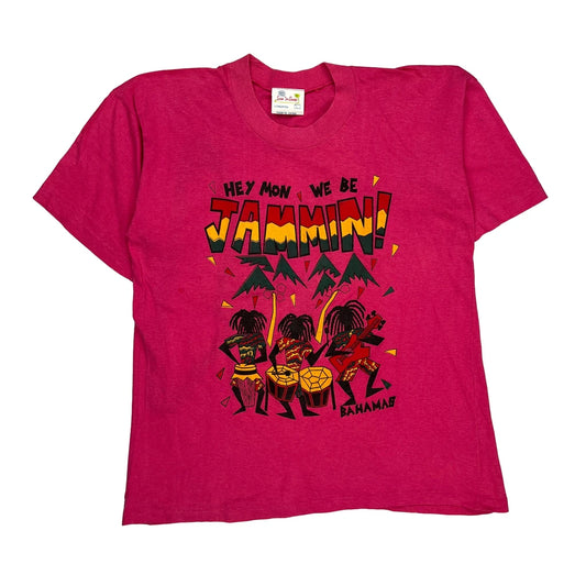 Bahamas Sun N Sand Single Stitch T-Shirt - Large Pink Cotton