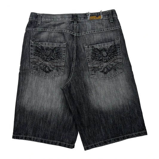 Indigo Thirty Hip Hop Denim Shorts - 36W 12L Grey Cotton