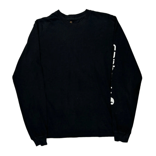 Relaxed Fit Carhartt Spellout Long Sleeve T-Shirt - Medium Black Cotton