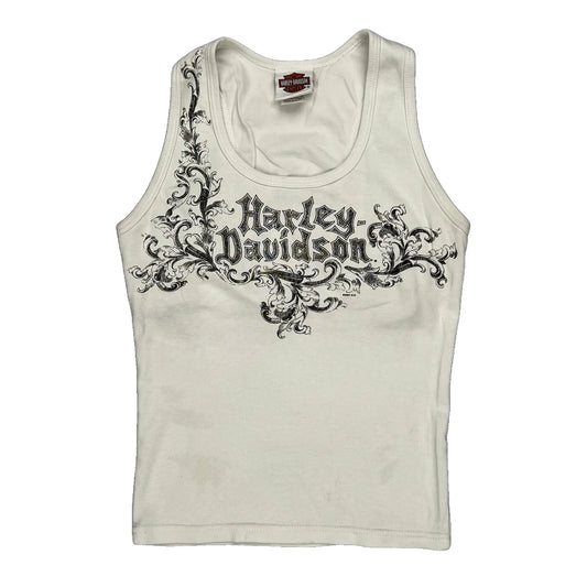 Grand Canyon Harley Davidson Graphic Vest - Small White Cotton