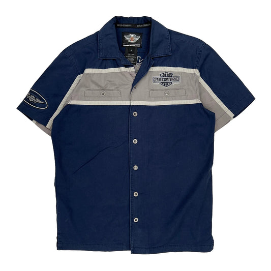 Harley Davidson Graphic Short Sleeve Shirt - Small Grey Cotton