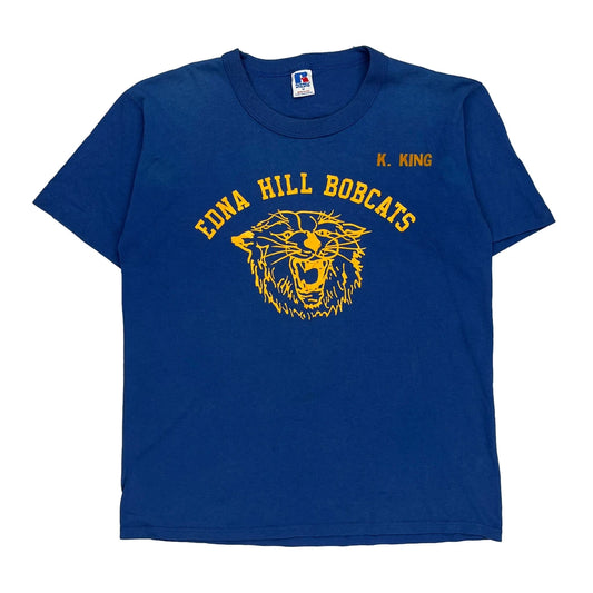 Edna Hill Bobcats Russell Athletic Single Stitch T-Shirt - Medium Yellow Cotton