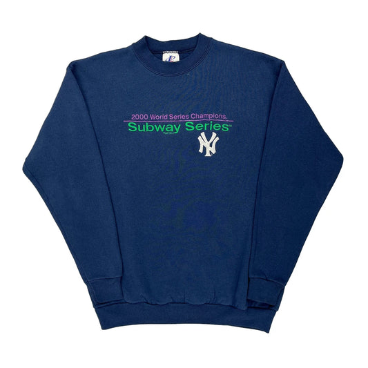 2000 World Series Champions Logo Athletics Mlb Sweatshirt - Medium Blue Cotton Blend