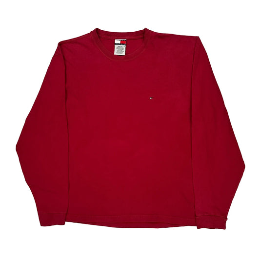 Tommy Hilfiger Long Sleeve T-Shirt - Large Red Cotton