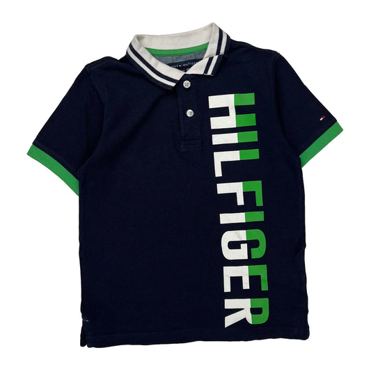Age 8-10 Tommy Hilfiger Spellout Polo Shirt - Small Green Cotton