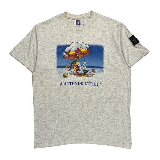 J'Attends L'Été! Humeur Design Single Stitch T-Shirt - XL Grey Cotton