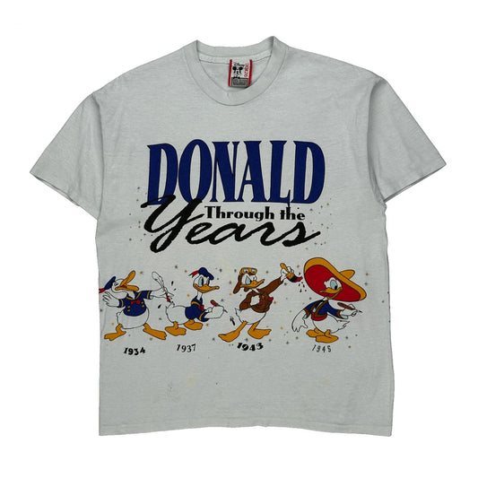 Made In USA Donald Duck Disney Cartoon T-Shirt - Small White Cotton