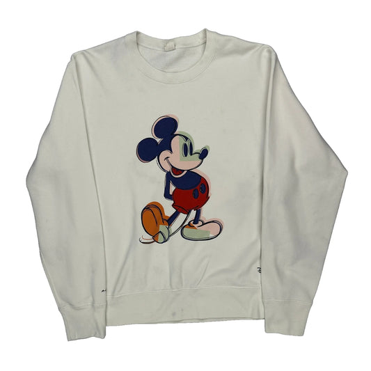Mickey Mouse Uniqlo Cartoon Sweatshirt - Large Cream Cotton