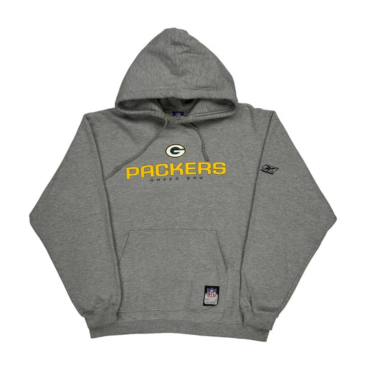 Green Bay Packers Reebok Nfl Hoodie - Large Grey Cotton Blend