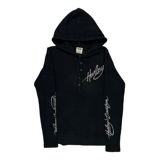 Harley Davidson Graphic Hoodie - Small Black Cotton