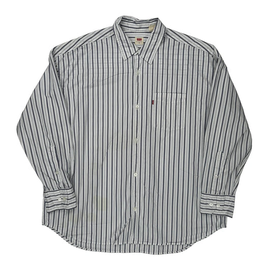 Levis Striped Shirt - Medium Blue Cotton