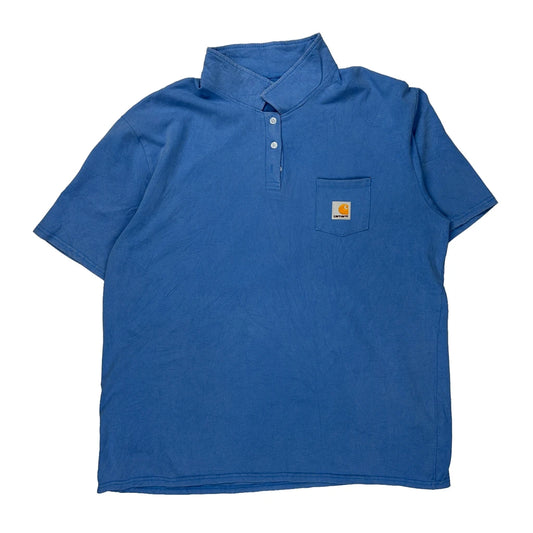 Carhartt Polo Shirt - 2XL Blue Cotton