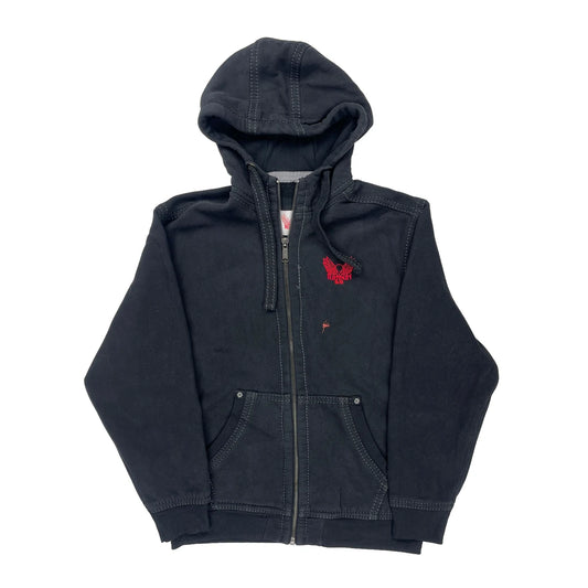 Skull And Wings Design Platinum Hip Hop Hoodie - Large Red Cotton