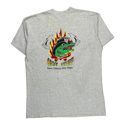 New Orleans Fire Dept. Fruit Of The Loom Single Stitch T-Shirt - 2XL Grey Cotton