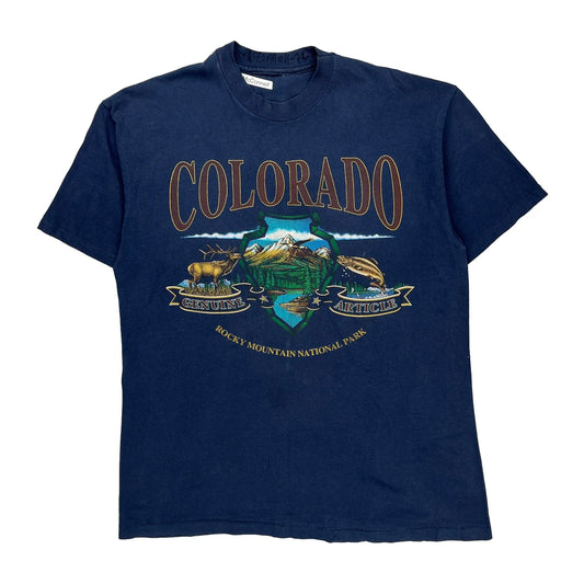 Rocky Mountain National Park Unbranded Single Stitch T-Shirt - Large Blue Cotton