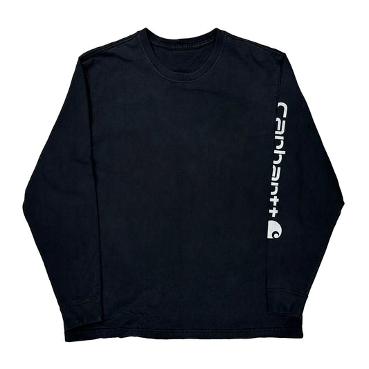 Carhartt Spellout Long Sleeve T-Shirt - Large Black Cotton