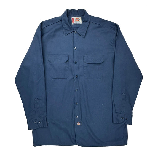 Dickies Tall Shirt - XL Blue Polyester Blend