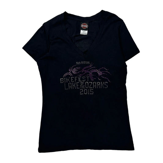 Bikefest Lake Of The Ozarks 2015 Harley Davidson Studded T-Shirt - XL Black Cotton
