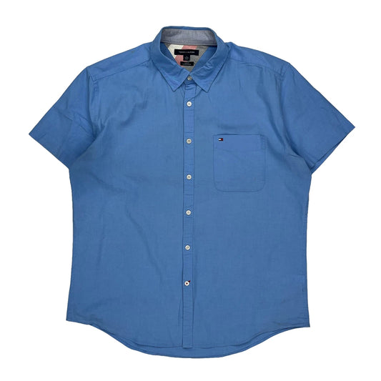 Tommy Hilfiger Slim Fit Short Sleeve Shirt - XL Blue Cotton