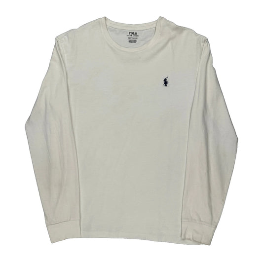 Polo By Ralph Lauren Long Sleeve T-Shirt - Medium White Cotton