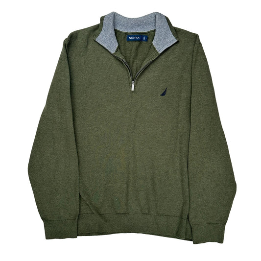 Nautica 1/4 Zip - Large Green Cotton