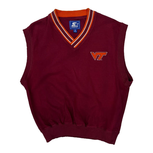 Vt Starter College Sweater Vest - Medium Burgundy Cotton
