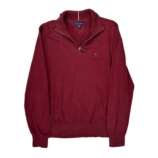 Tommy Hilfiger 1/4 Zip - Large Red Cotton