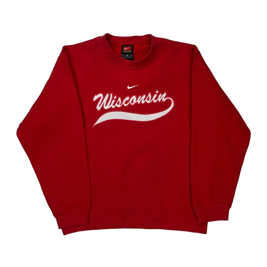 Wisconsin Nike College Sweatshirt - Medium Red Cotton