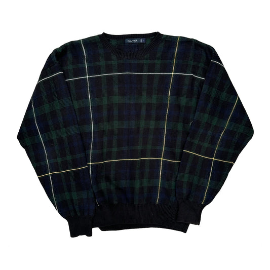Nautica Checked Jumper - Large Blue Cotton
