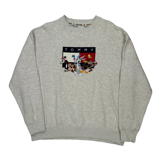 Tommy Jeans Cartoon Sweatshirt - 2XL Grey Cotton