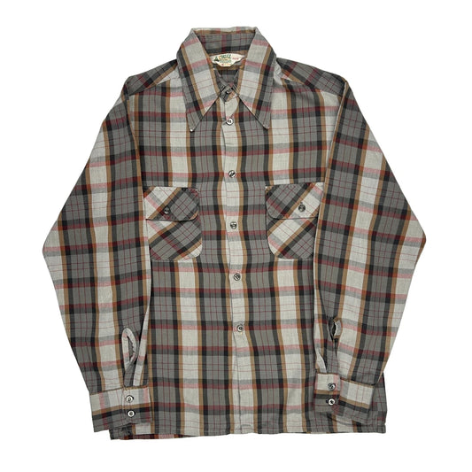 1970S Cortez Checked Flannel Shirt - Medium Multicoloured Cotton Blend