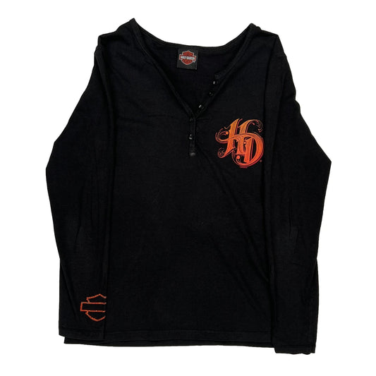 Mcgrath Dubuque Harley Davidson Long Sleeve T-Shirt - Small Orange Cotton