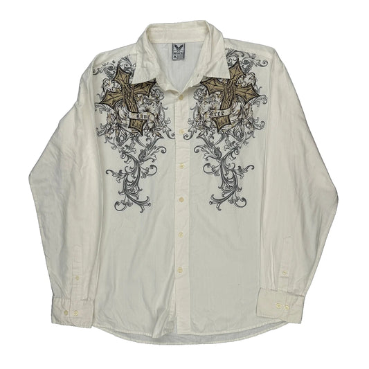 Live Free Avirex Graphic Shirt - XL White Cotton Blend