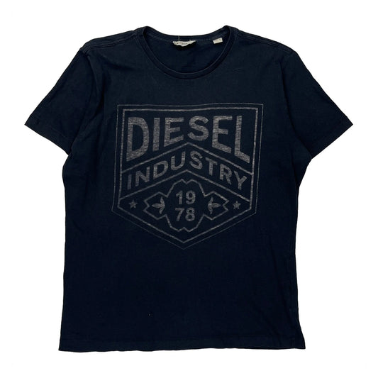 Diesel Graphic T-Shirt - Large Navy Cotton
