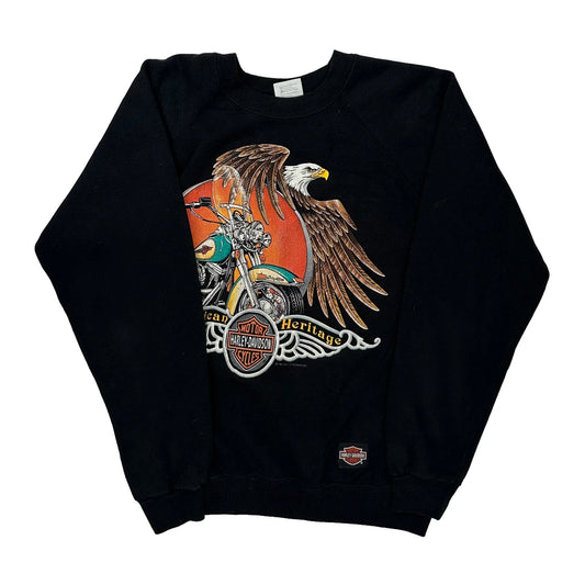 Harley Davidson Hanes Graphic Sweatshirt - Large Black Cotton Blend