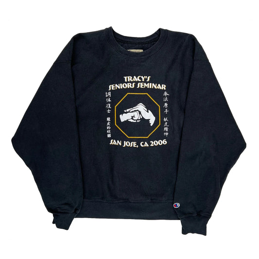 Reverse Weave Champion Graphic Sweatshirt - XL Black Cotton Blend