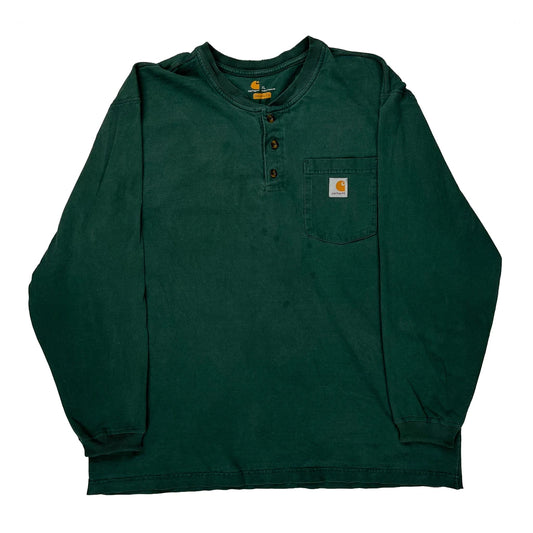 Carhartt Long Sleeve T-Shirt - XL Green Cotton