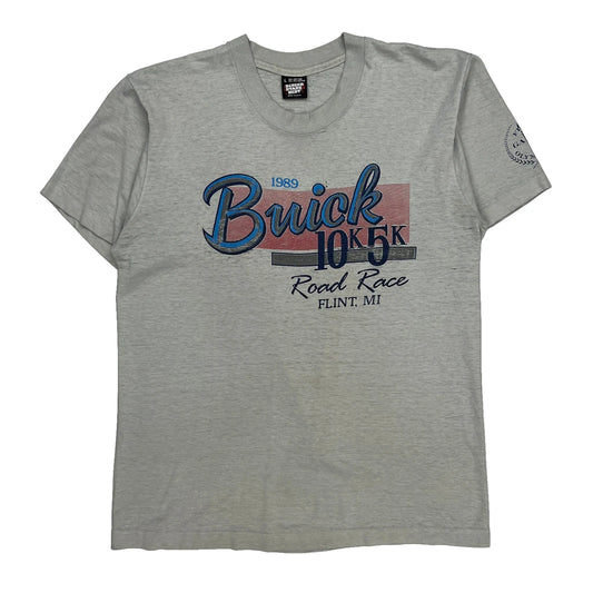 Buick 10K 5K Road Race Flint, Mi Screen Stars Single Stitch T-Shirt - Large Grey Cotton Blend