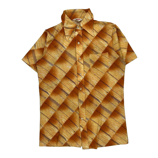1970S Mercury Patterned Shirt - Small Yellow Polyester