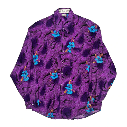 Policy Floral Patterned Shirt - Medium Blue Viscose