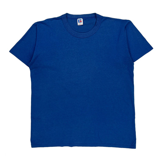 Center Lanes Russell Athletic Single Stitch T-Shirt - Large Blue Cotton
