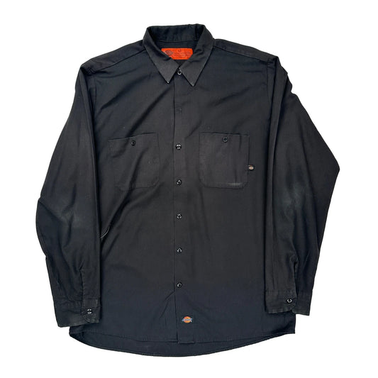 Dickies Tall Shirt - Large Black Polyester Blend